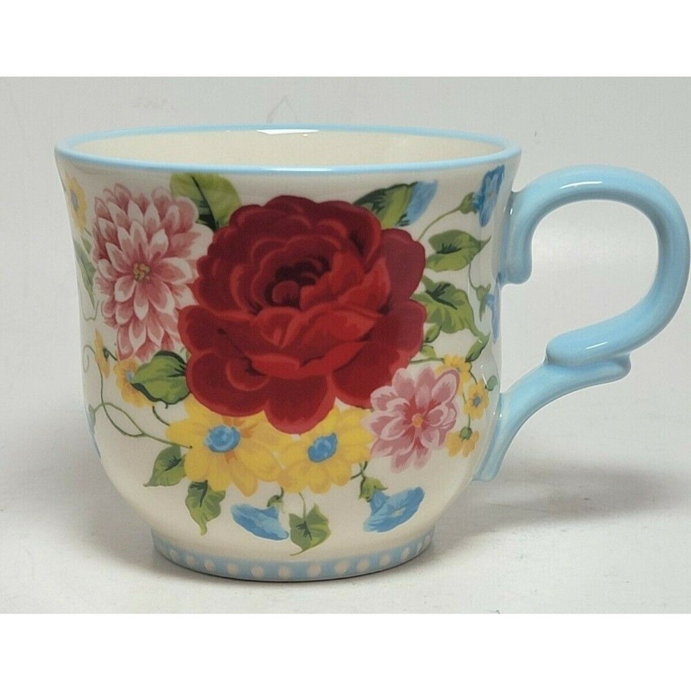 PIONEER WOMAN SWEET ROSE MUG CUP FLORAL BLUE 14.5 OZ